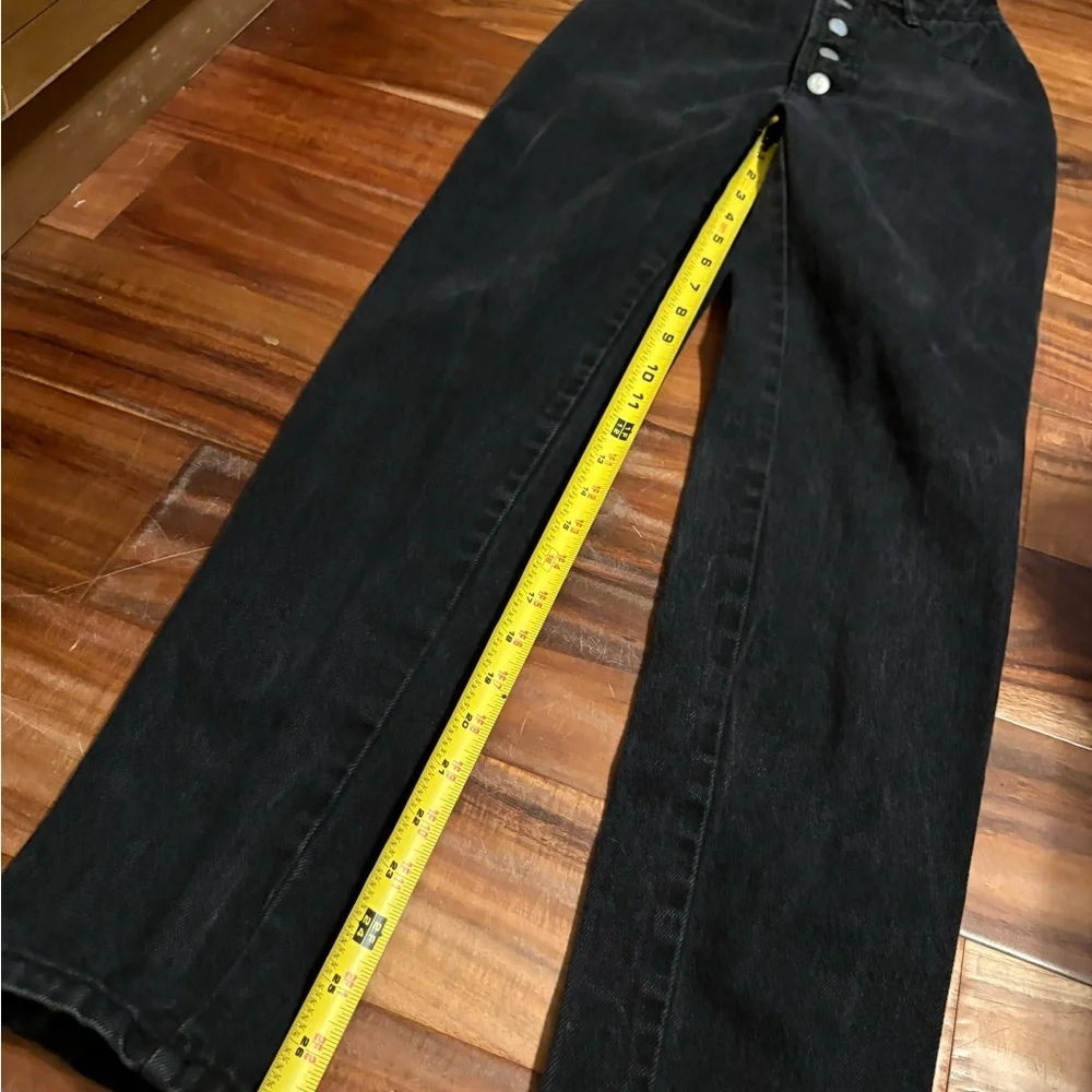 Vintage Bongo Black High Rise Button Fly Jeans Y2K 90s Straight Leg Denim (1134)